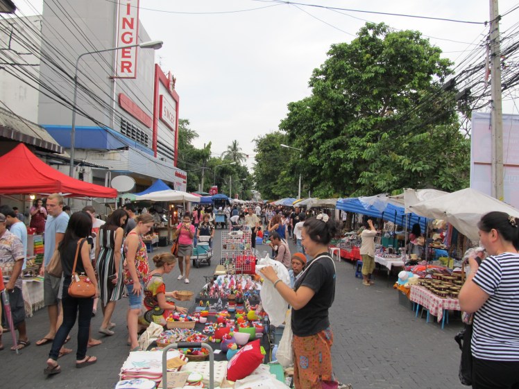 Setting up the street market, Chiang Mai