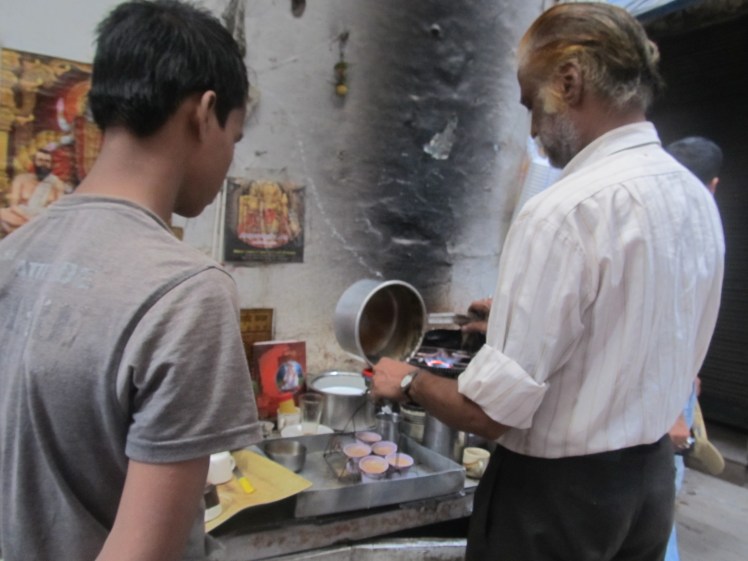 Chai stand in the alleyways of Old Delhi.